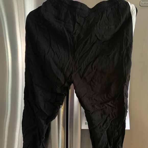 Black flowy pants with white stripe on side - Picture 2 of 2